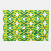 Retro Green en Yellow Design Towel Theedoek (Horizontaal)