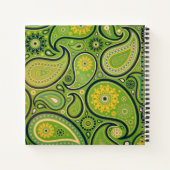 Retro Green en Yellow Paisley Monogram Notitieboek (Achterkant)
