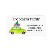 Retro Green Fiat 500 met kerstcadeaus