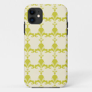 Retro Green Fleur-De-Lis Pattern iPhone 11 Hoesje