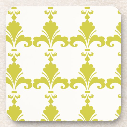 Retro Green Fleur-De-Lis Pattern Drankjes Onderzetter (Voorkant)
