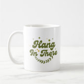 Retro Green Floral 'Hang in There' Quote Koffiemok (Links)
