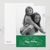 Retro Green Florish Holiday-fotokaart Feestdagenkaart (Voorkant / Achterkant)