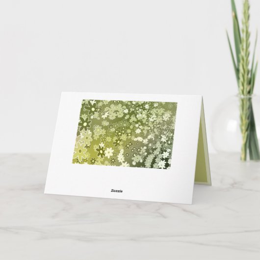 Retro Green Flowers Foliage Kaart (Achterkant)