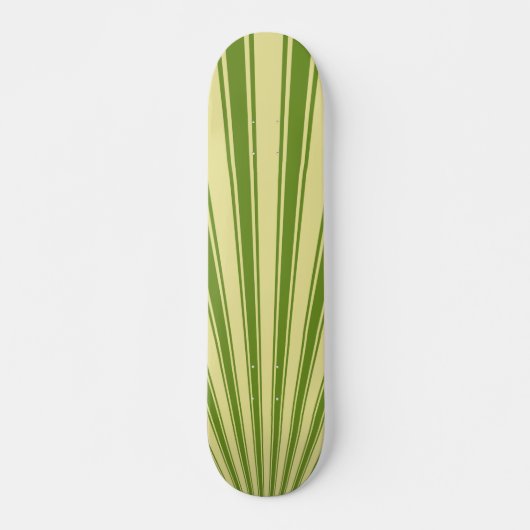 Retro Green Funky Sun Rays Achtergrond Skateboard (Voorkant)