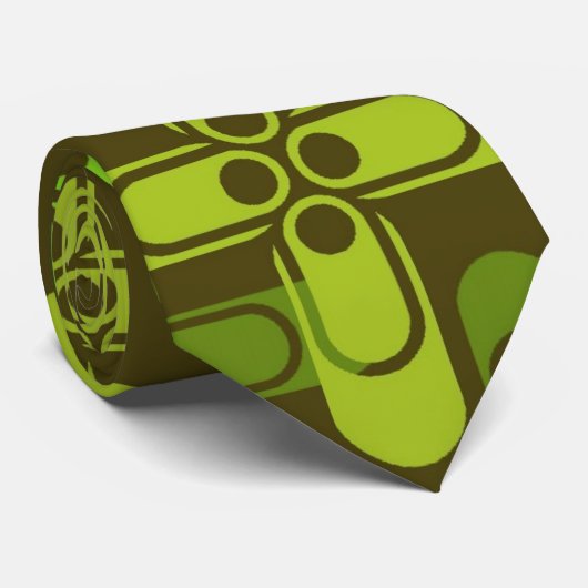 Retro Green Gamer Pattern-Stropdas Stropdas (Opgerold)