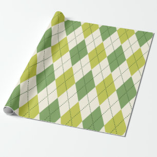 Retro Green Geometric Argyle Patroon Cadeaupapier