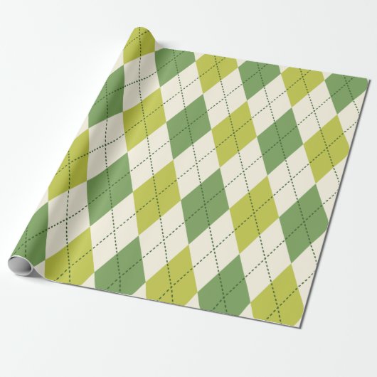 Retro Green Geometric Argyle Patroon Cadeaupapier (Uitgerold)