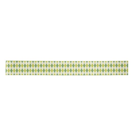 Retro Green Geometric Argyle Patroon Satijnen Lint (Voorkant)