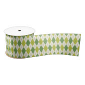 Retro Green Geometric Argyle Patroon Satijnen Lint (Spoel)