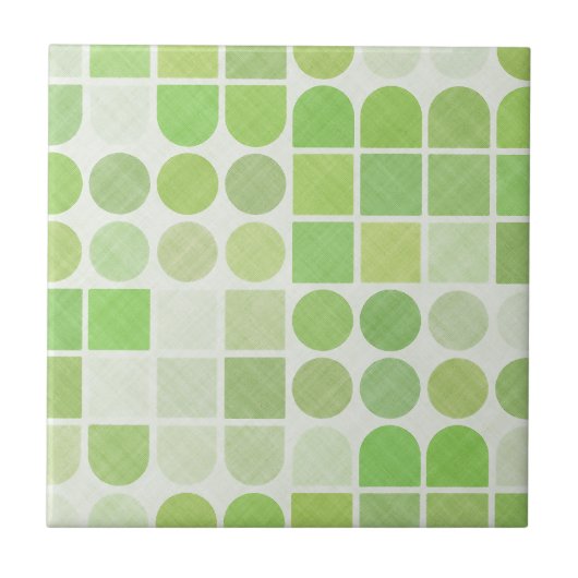 Retro Green Geometric Pattern Tegeltje (Voorkant)