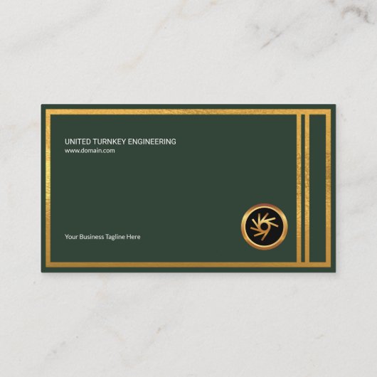 Retro Green Gold Columns Chain Link Founder CEO Visitekaartje (Achterkant)