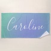 Retro Green Gradient | Persoonlijke scriptnaam Strandlaken (Voorkant)