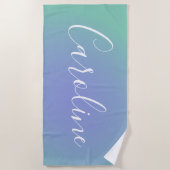 Retro Green Gradient | Persoonlijke scriptnaam Strandlaken (Voorkant)