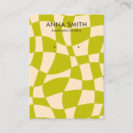 Retro Green Groovy  Earning Display Visitekaartje (Voorkant)
