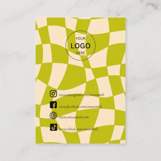 Retro Green Groovy  Earning Display Visitekaartje (Achterkant)