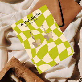 Retro Green Groovy Earning Display Visitekaartje