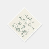 Retro Green Hand getrokken Leuke Verjaardag Quirky Servet (Hoek)