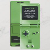 Retro Green Handheld Gaming Birthday Invitation Kaart (Voorkant / Achterkant)