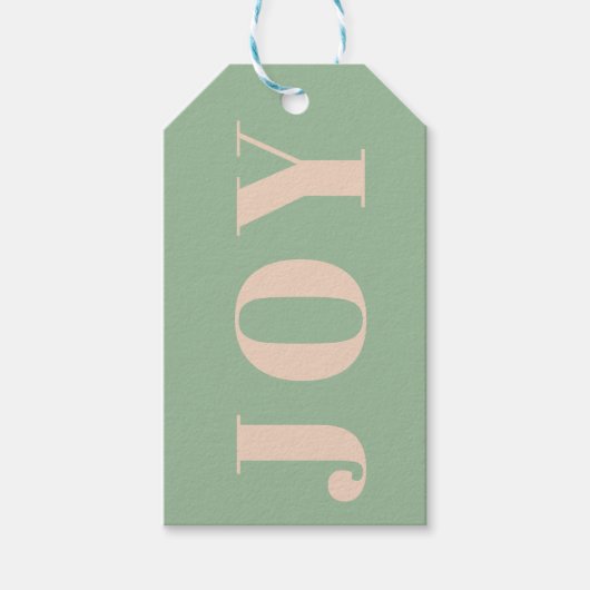 Retro green joy typografie kerst cadeaulabel (Voorkant)