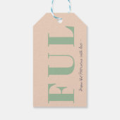 Retro green joy typografie kerst cadeaulabel (Achterkant)