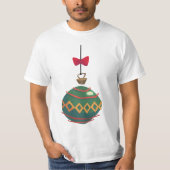 Retro Green-kerstversiering met rode boe T-shirt (Voorkant)