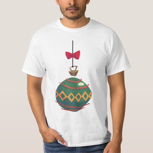 Retro Green-kerstversiering met rode boe T-shirt (Voorkant)