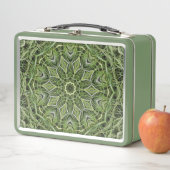 Retro Green Mandala Lunch Box (In situ)