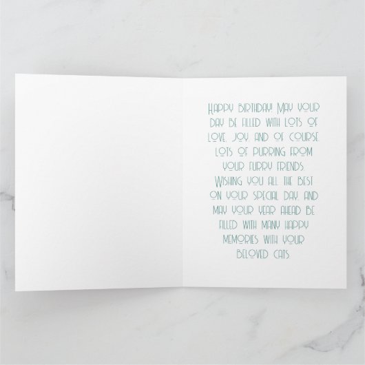 Retro Green Mid Century Cat Happy Birthday Kaart (Binnen)