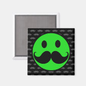 Retro Green Mustache Mustache Stache Magneet (Voorkant / Achterkant)