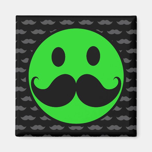 Retro Green Mustache Mustache Stache Magneet (Voorkant)