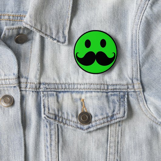 Retro Green Mustache Mustache Stache Ronde Button 5,7 Cm (In situ)
