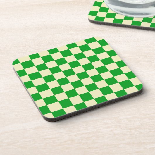 Retro Green of White Checkerboard Pattern Bier Onderzetter (Linkerzijde)