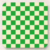 Retro Green of White Checkerboard Pattern Bier Onderzetter (Voorkant)