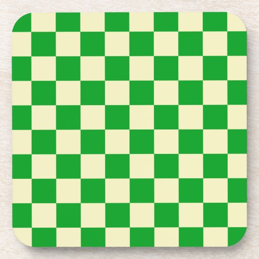 Retro Green of White Checkerboard Pattern Bier Onderzetter (Voorkant)