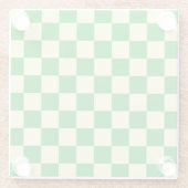 Retro Green of White Checkerboard Pattern Glazen Onderzetter (Achterkant)