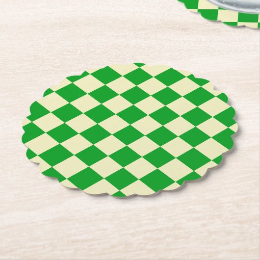 Retro Green of White Checkerboard Pattern Kartonnen Onderzetters (Gekanteld)