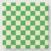 Retro Green of White Checkerboard Pattern Stenen Onderzetter (Voorkant)
