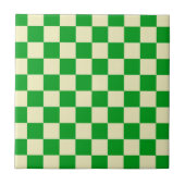 Retro Green of White Checkerboard Pattern Tegeltje (Voorkant)