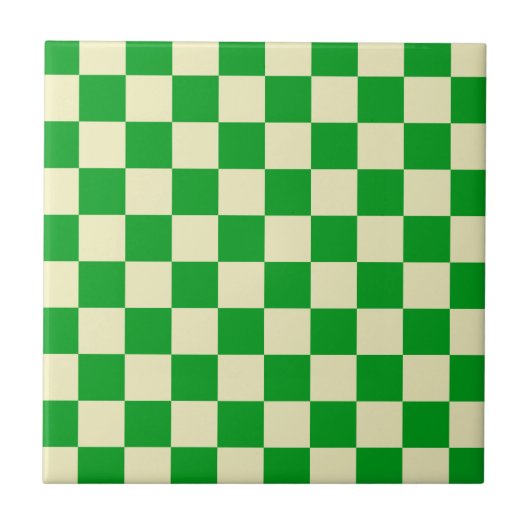 Retro Green of White Checkerboard Pattern Tegeltje (Voorkant)