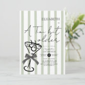 Retro Green Olive Martini Verjaardagsuitnodiging Kaart (Staand voorkant)