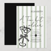 Retro Green Olive Martini Verjaardagsuitnodiging Kaart (Voorkant / Achterkant)