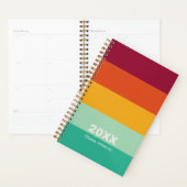 Retro Green Orange Burgundy Stripe 2026 Name Planner (Display)