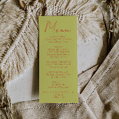 Retro Green Orange Hand Written Wedding Menu