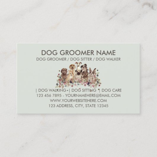 Retro Green PetSitter-honden veearts Visitekaartje (Achterkant)