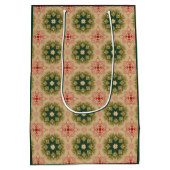 Retro Green Pine Red Lace Design Kerstmis Medium Cadeauzakje (Achterkant)