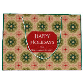 Retro Green Pine Star Red Lace Design Christmas Groot Cadeauzakje (Achterkant)
