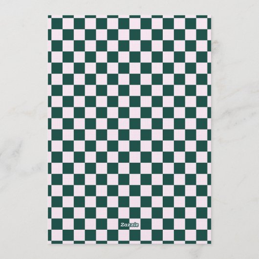 Retro Green Pink Checkered Santa Claus Christmas Kaart (Achterkant)