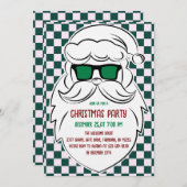 Retro Green Pink Checkered Santa Claus Christmas  Kaart (Voorkant / Achterkant)