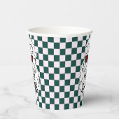 Retro Green Pink Checkered Santa Claus Christmas Papieren Bekers (Rechts)
